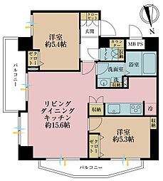 ナイスアーバン大井 2LDKの間取図画像