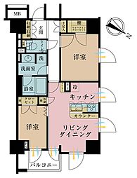 デューク・スカーラ日本橋 2LDKの間取図画像