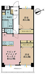 ライオンズマンション中野坂上シティ 2LDKの間取図画像