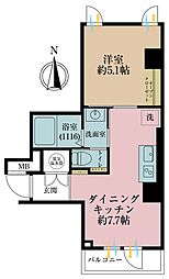 朝日八丁堀マンション 1DKの間取図画像
