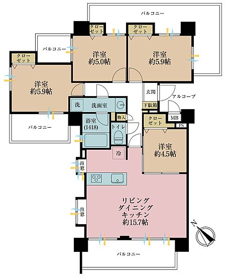 4LDK 間取り