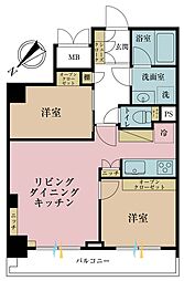 メドン・ド・ヴィレ日本橋茅場町 1SLDKの間取図画像