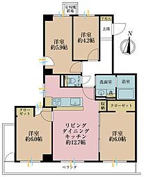 キャッスル多摩川 4LDKの間取図画像