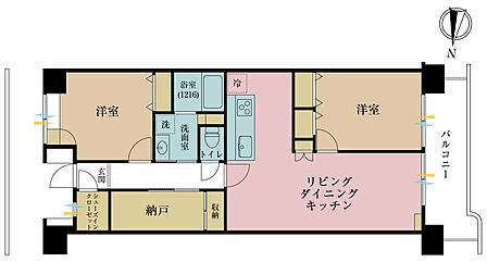 2LDK+S(納戸)、専有面積67.78m2、バルコニー面積9.51m2