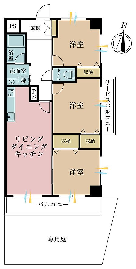3LDK 間取り