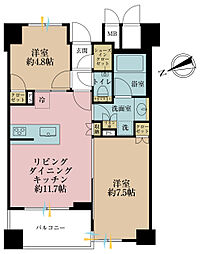 プレミスト明石町 2LDKの間取図画像