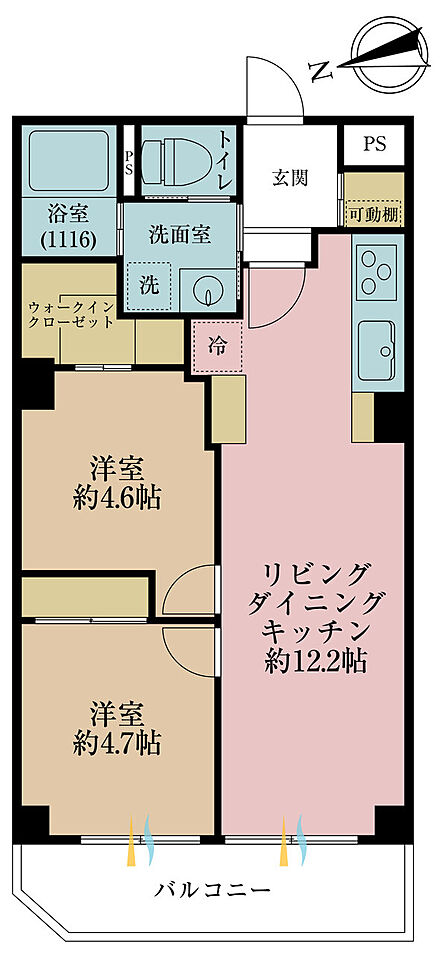 2LDK 間取り