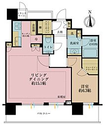 パークシティ中央湊ザタワー 1LDKの間取図画像