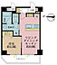 間取り：1LDK、専有面積34.32m2、バルコニー面積5.83m2