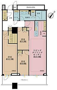 間取り：3LDK、専有面積104.35m2
