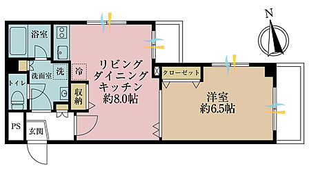 1LDK、専有面積39.15m2、バルコニー面積6.08m2