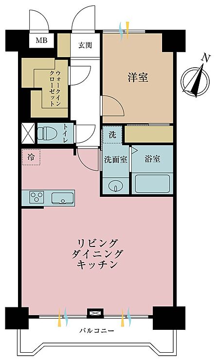 1LDK、専有面積55.62m2、バルコニー面積5.64m2