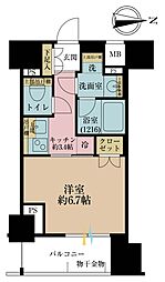 リビオレゾン上野入谷ザ・テラス 1Kの間取図画像
