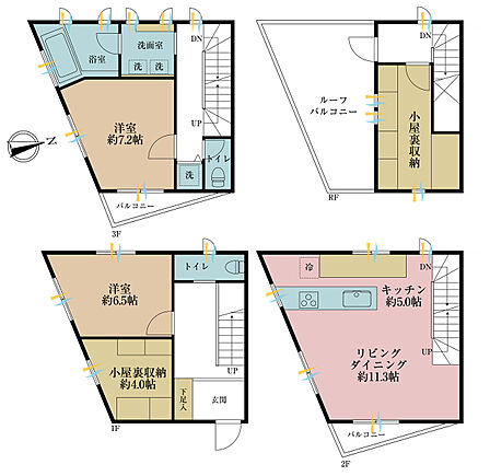 2LDK+2S(納戸)、専有面積94.39m2、バルコニー面積4.74m2
