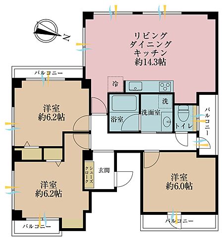 3LDK 間取り