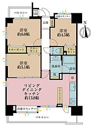 ルイシャトレ門前仲町 3LDKの間取図画像