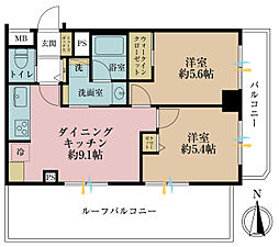 クレール清澄公園 2DKの間取図画像