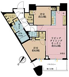 パークタワー勝どきサウス 2SLDKの間取図画像