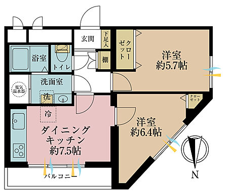2DK 間取り