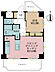 間取り：1LDK、専有面積42m2、バルコニー面積11.84m2