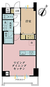 間取り:1LDK、専有面積40.68m2、バルコニー面積5.19m2 間取り:1LDK、専有面積40.68m2、バルコニー面積5.19m2
