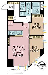 ハピーハイツ亀戸 2LDKの間取図画像