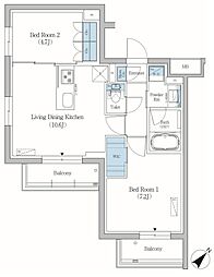 品川区旗の台5丁目マンション 2LDKの間取図画像