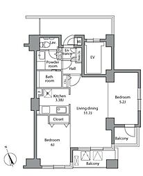 レジディア自由が丘 2LDKの間取図画像