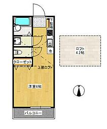 アビテ海の公園 ワンルームの間取図画像
