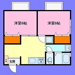スロジェ瀬戸 2DKの間取図画像