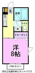 メゾン・ドラペB 1Kの間取図画像