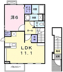 ジュリ2 1LDKの間取図画像