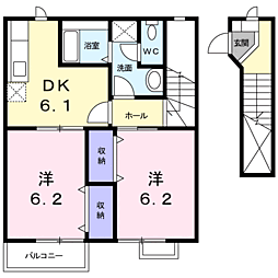 サニーハウス 2DKの間取図画像