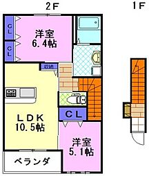 グローリオ 2LDKの間取図画像