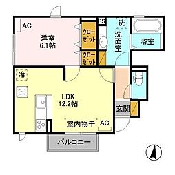 メゾン・ド・クロワール 1LDKの間取図画像