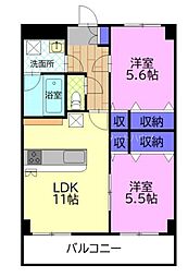 コーポソレイユ 2LDKの間取図画像