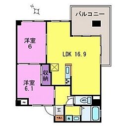 カルム竹林 2LDKの間取図画像