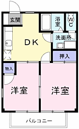ファミールKobayashi 2DKの間取図画像