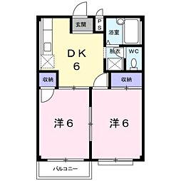 エルディム小堀B 2DKの間取図画像