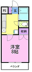 リバティー高橋 1Kの間取図画像