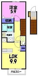 サニー・プレイス 1LDKの間取図画像