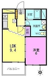 カルム竹林 1LDKの間取図画像