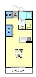 オーベルジュ元今泉 1Kの間取図画像