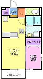 サンパレスF 1LDKの間取図画像
