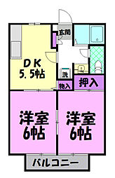 ビーライン686B 2DKの間取図画像