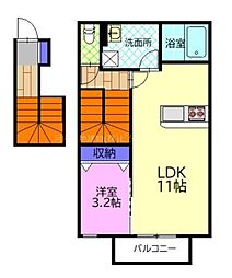 トライアングル ゆいの衛 1LDKの間取図画像