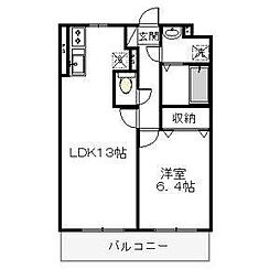 エフプラッツ 1LDKの間取図画像