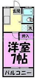 シマハイツ1 1Kの間取図画像