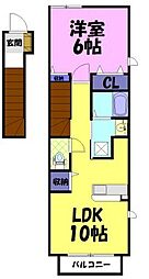 ラフィーネC 1LDKの間取図画像