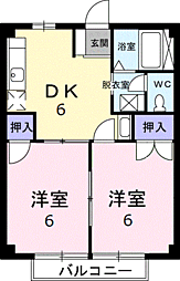 別井ハイツC 2DKの間取図画像